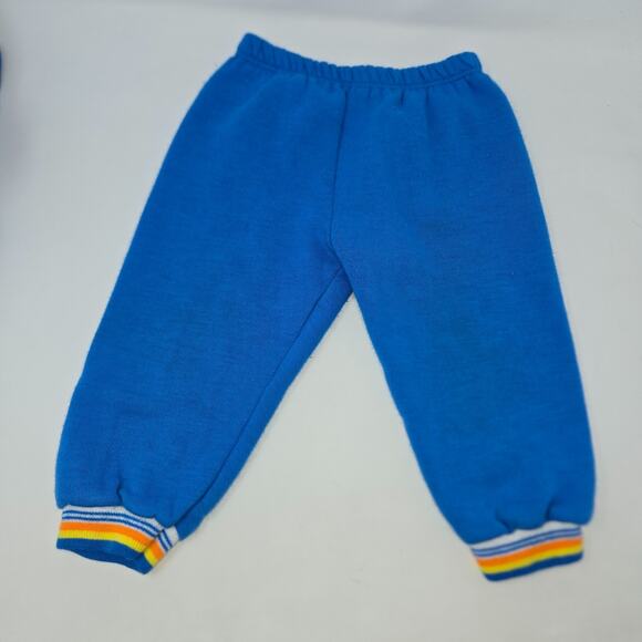 Vintage Toddler Blue Striped Jogger Outfit Acrylic 3T Sweat Jacket and Pants - Picture 8 of 12